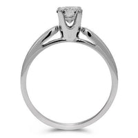 Thumbnail for 14K Solid White Gold Diamond Solitaire Engagement Ring 0.54 Ctw