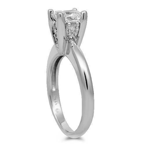 14K Solid White Gold Diamond Solitaire Engagement Ring 1.25 Ctw