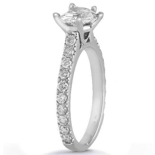 14K Solid White Gold Heart Shaped  EGL Certified Diamond Engagement Ring 1.75 Ctw
