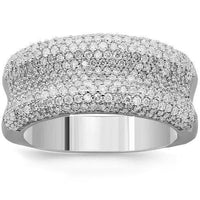 Thumbnail for 14K Solid White Gold Womens Diamond Cocktail Ring 1.45 Ctw