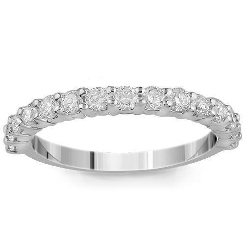 14K Solid White Gold Womens Diamond Wedding Ring Band 0.85 Ctw