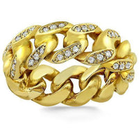 Thumbnail for 14K Solid Yellow Gold Diamond Cuban Link Ring 2.50 Ctw