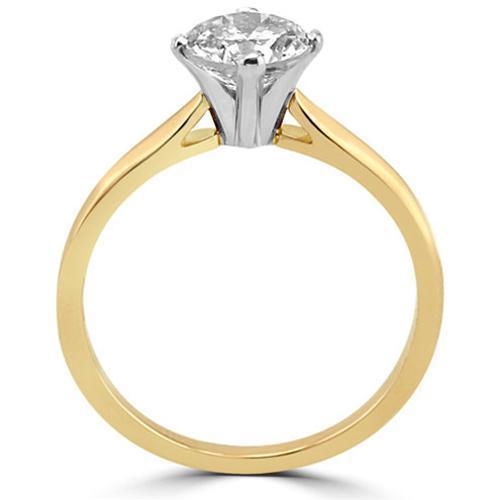 14K Solid Yellow Gold Diamond Solitaire Engagement Ring 1.42 Ctw