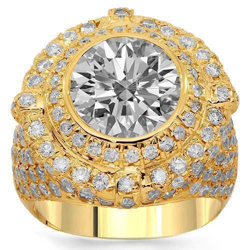 14K Solid Yellow Gold Mens Diamond Pinky Ring 5.63 Ctw