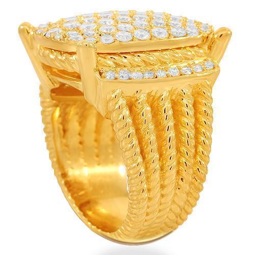 14K Solid Yellow Gold Mens Diamond Ring 3.50 Ctw