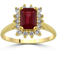 Thumbnail for 14K Solid Yellow Gold Womens Diamond Ruby Ring 0.50 Ctw