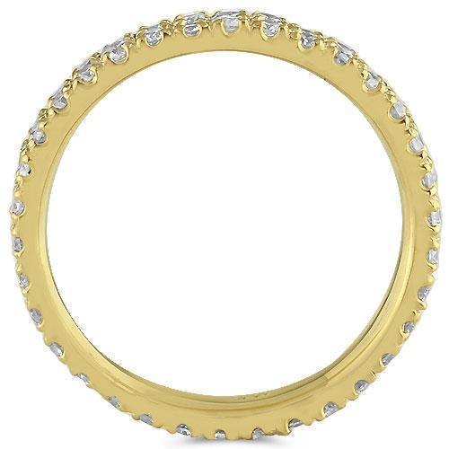 14K Solid Yellow Gold Womens Two Row Diamond Wedding Ring Band 1.50Ctw