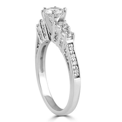 14K White Solid Gold Beautiful Womens Diamond Multi Stone Bridal Ring Set 2.04 Ctw
