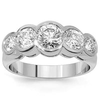 Thumbnail for 14K White Solid Gold Clarity Enhanced Five Stone Diamond  Anniversary Ring  2.59 Ctw