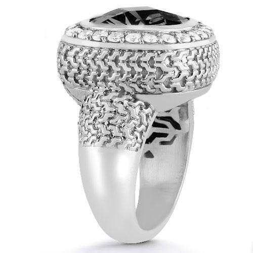 14K White Solid Gold Diamond Mens Black Onyx Ring 4.7 Ctw