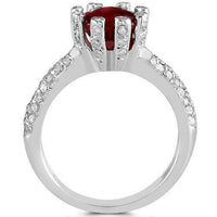 Thumbnail for 14K White Solid Gold Diamond Ruby Womens Ring 2.90 Ctw