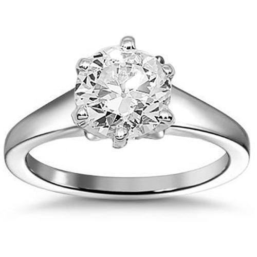 14K White Solid Gold Diamond Solitaire Engagement Ring 0.50 Ctw