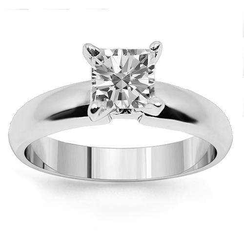14K White Solid Gold Diamond Solitaire Engagement Ring 0.95 Ctw