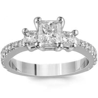 Thumbnail for 14K White Solid Gold GAI Certified Natural Diamond Engagement Ring 1.65 Ctw