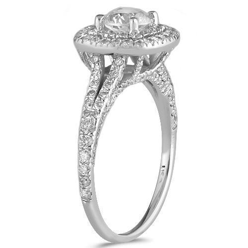 14K White Solid Gold GIA Certified Diamond Engagement Ring 1.60 Ctw