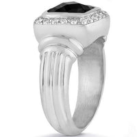 Thumbnail for 14K White Solid Gold Mens Diamond  Onyx Pinky Ring 3.50 Ctw