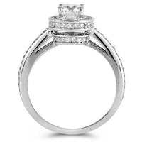 Thumbnail for 14K White Solid Gold Womens Classic Floating Halo Round Cut Engagement Ring 0.95 Ctw