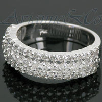 Thumbnail for White 14K White Solid Gold Womens Diamond Wedding Band 1.00 Ctw