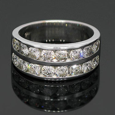 14K White Solid Gold Womens Diamond Wedding Band 2.01 Ctw