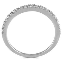 Thumbnail for 14K White Solid Gold Womens Diamond Wedding Ring Band 0.13 Ctw