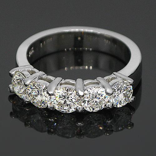 14K White Solid Gold Womens Five Stone Diamond Anniversary Ring 1.85 Ctw