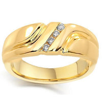 Thumbnail for 14K Yellow Solid Gold Lovely Womens Diamond Wedding Ring Band 0.15 Ctw