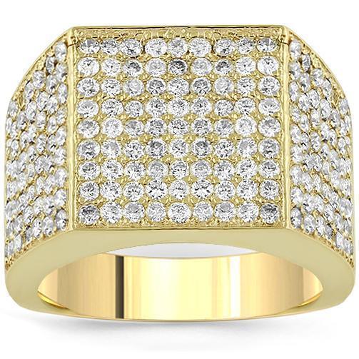 14K Yellow Solid Gold Mens Diamond Pave Set Pinky Ring 2.50 Ctw
