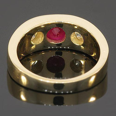 14K Yellow Solid Gold Mens Diamond Ruby Pinky Ring 2.40 Ctw