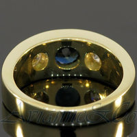 Thumbnail for 14K Yellow Solid Gold Mens Diamond Sapphire Pinky Ring 2.50 Ctw