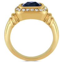 Thumbnail for 14K Yellow Solid Gold Mens Diamond Sapphire Pinky Ring 3.50 Ctw