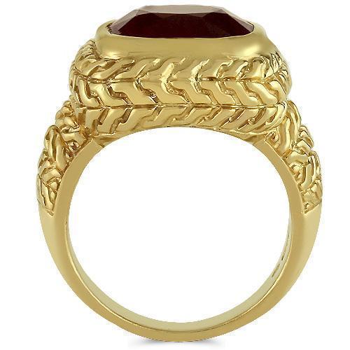 14K Yellow Solid Gold Mens  Ruby Pinky Ring 9.00 Ctw