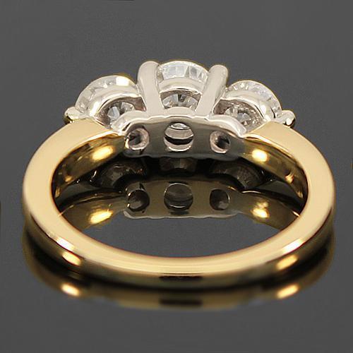 14K Yellow Solid Gold Three Stone Diamond Engagement Ring 1.41 Ctw