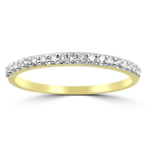 Yellow 14K Yellow Solid Gold Womens Diamond French Pave Wedding Band 0.20 Ctw