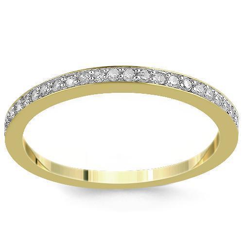 14K Yellow Solid Gold Womens Diamond Wedding Ring Band 0.12  Ctw