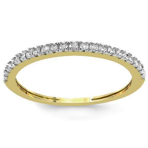 14K Yellow Solid Gold Womens Diamond Wedding Ring Band 0.13 Ctw