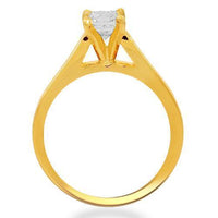 Thumbnail for 18K Solid Yellow Gold Diamond Solitaire Engagement Ring 0.72 Ctw