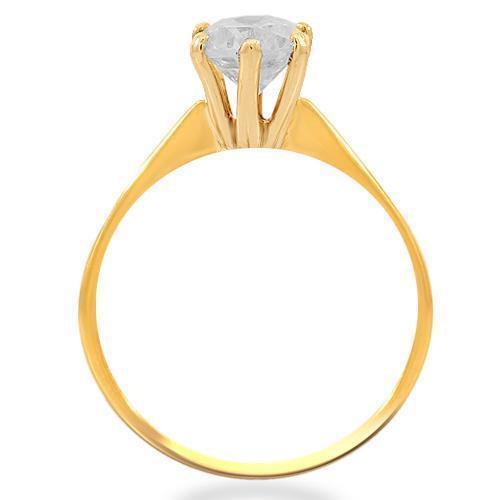 18K Solid Yellow Gold Diamond Solitaire Engagement Ring 1.03 Ctw