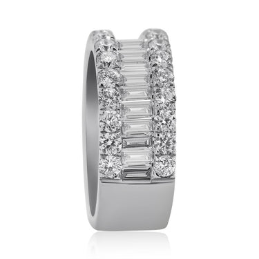 18K White Gold Womens Baguette Diamond Wedding Band 1.15 Ctw