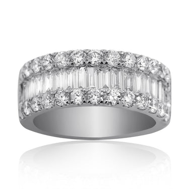 18K White Gold Womens Baguette Diamond Wedding Band 1.15 Ctw