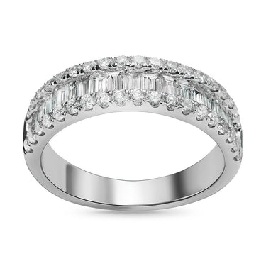 18K White Gold Womens Baguette Diamond Wedding Band 1.15 Ctw