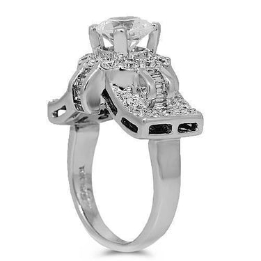 18K White Solid Gold Diamond Bridal Ring Set 2.26 Ctw