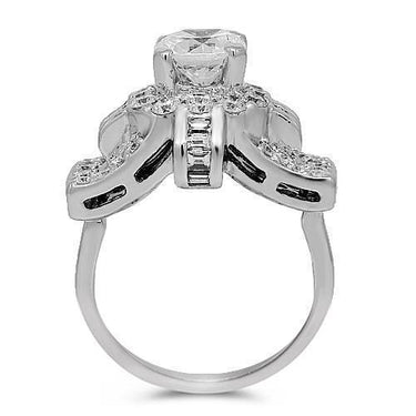 18K White Solid Gold Diamond Bridal Ring Set 2.26 Ctw
