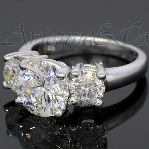 18K White Solid Gold Three Stone Diamond Engagement Ring 4.52 Ctw