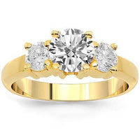 Thumbnail for 18K Yellow Solid Gold Clarity Enhanced  Diamond Three Stone Engagement Ring 1.72 Ctw