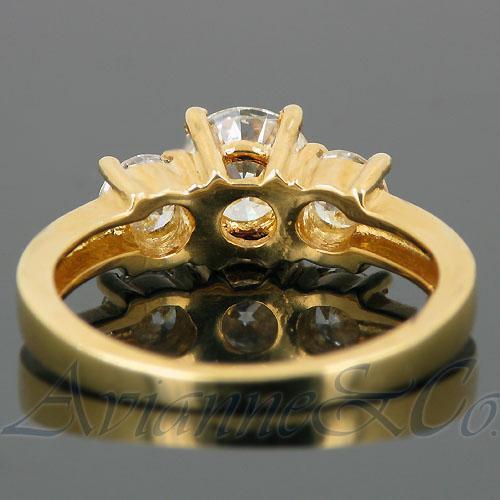 18K Yellow Solid Gold Clarity Enhanced  Diamond Three Stone Engagement Ring 1.72 Ctw