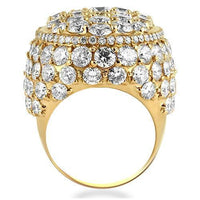 Thumbnail for 18K Yellow Solid Gold Mens Large Oval Ring With Flawless Round Diamonds 16.24 Ctw