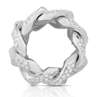 Thumbnail for Diamond Cuban Link Ring in 14k White Gold 4.50 Ctw