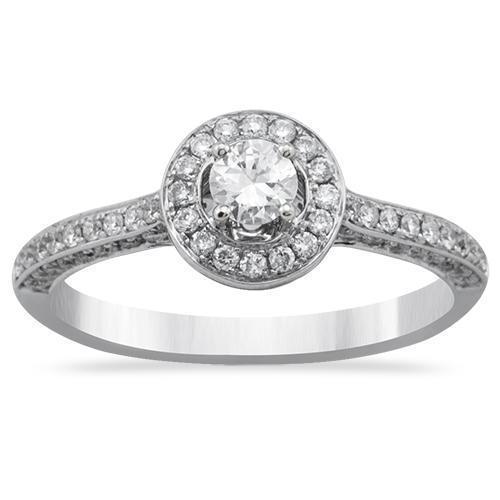 Diamond Engagement Ring in 18k White Gold 0.76 Ctw