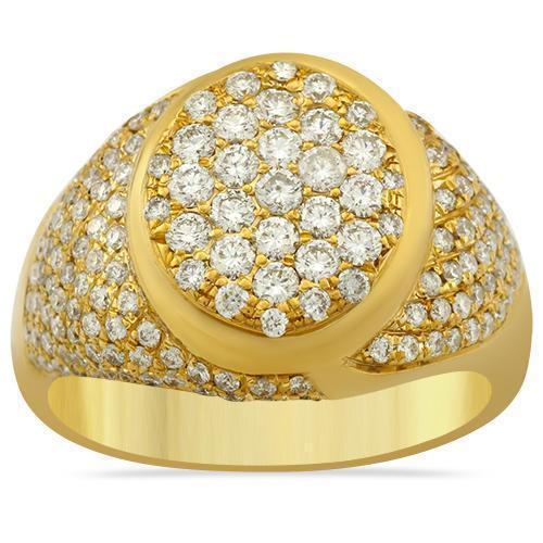 Mens Diamond Pinky Ring 14k Yellow Gold 2 Ctw