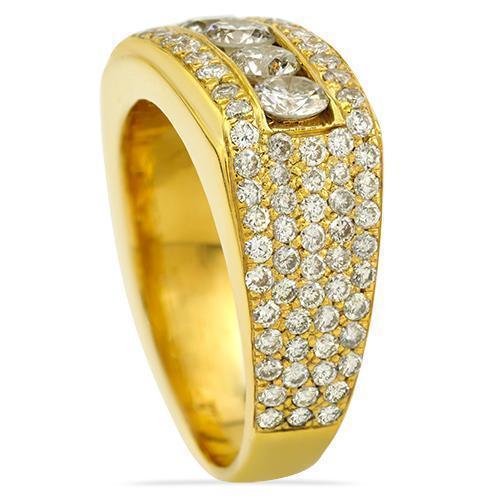 Mens Five Stone Diamond Ring in 14k Yellow Gold 3.70 Ctw